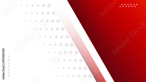 Abstract red and white professional background with halftone dots and geometric shapes. Modern Trendy design in Vector Illustration