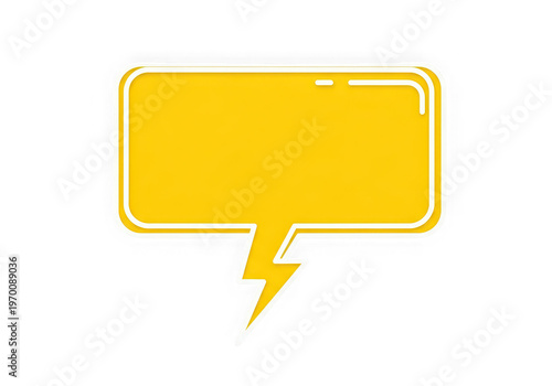 A yellow speech bubble with a lightning bolt