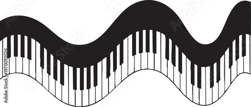 Abstract Wavy Piano Keys Musical Border Silhouette