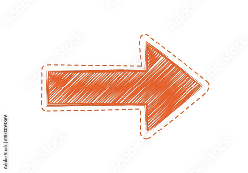 A large orange arrow pointing to the right