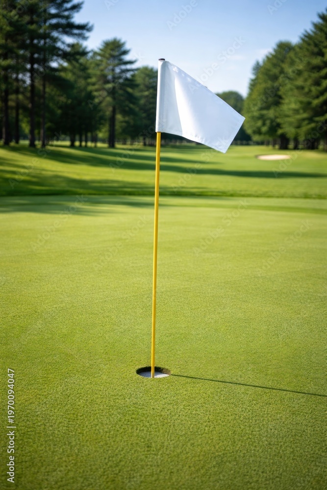 Obraz premium Pristine golf course flag.