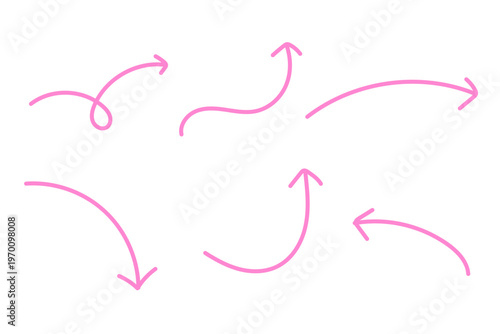 手描き風カーブ矢印セット シンプルな方向指示ラインアイコン素材集