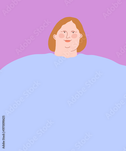 Portrait of Mom. Readhead Woman vector illustration.