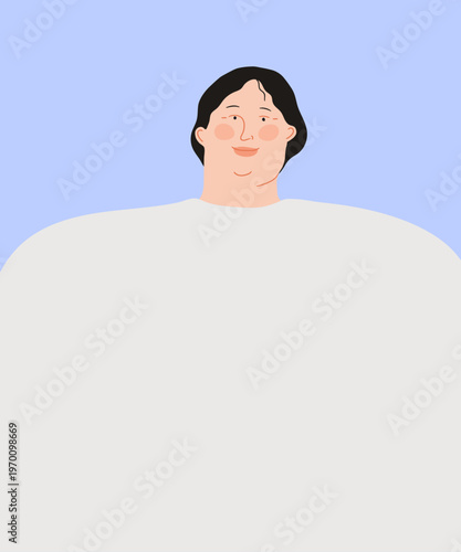 Portrait of Mom. Asian Woman vector illustration.