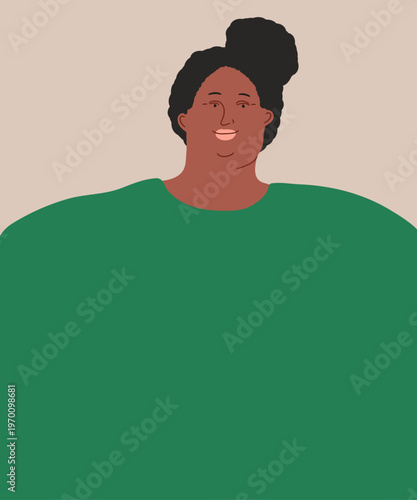 Portrait of Mom. African American Woman vector illustration.