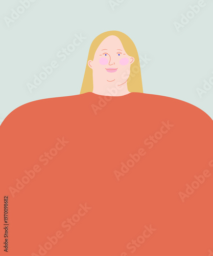 Portrait of Mom. Blonde Caucasian Woman vector illustration.