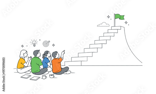 Entrepreneurs reinforcing long-term consistency mindset and building gradual success habits together during a reflective business planning session in