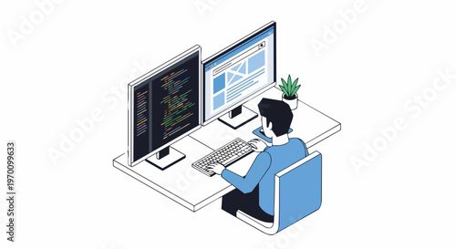 Isometric Software Developer at Dual Monitor Workstation Programming and Designing Web UI