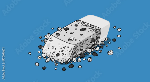 A cartoon ice cube shattering into pieces on a blue background, conveying a sense of coolness and disruption.