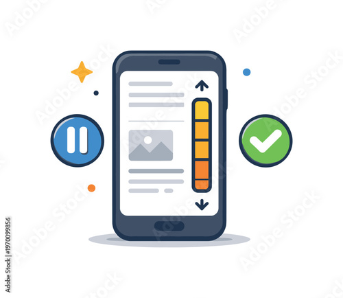 Mindful scrolling and intentional consumption of content in social feeds to reduce distraction and improve focus, a smartphone with a controlled