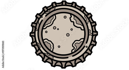 Cap of a bottle with a textured surface in neutral colors  