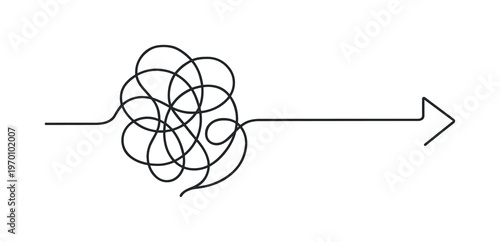 Converting a cluttered workflow into a clear efficient path in a demanding professional environment, a continuous line forming irregular tangled