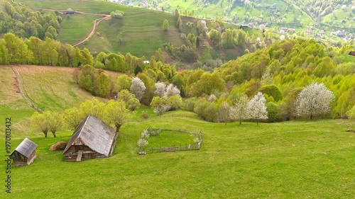 Spring time over the hills of Transylvania , Romanian Carpathian mountains 