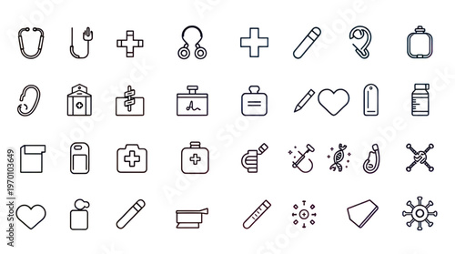 Healthcare Medical Icons Collection Neon Gradient Style Transparent Background