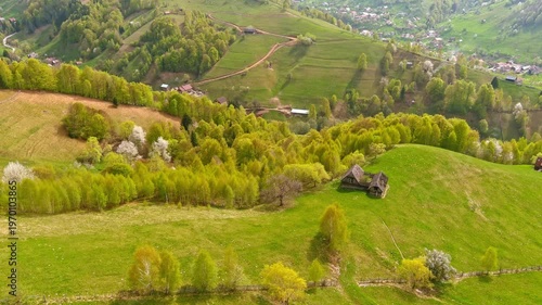 Spring time over the hills of Transylvania , Romanian Carpathian mountains 