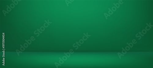 Deep green gradient background, empty studio room illustration