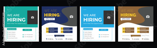 We are hiring job vacancy social media post or Social Media Square Banner design template, We are hiring job vacancy square web banner design vector We are hiring job vacancy social media post or Soci