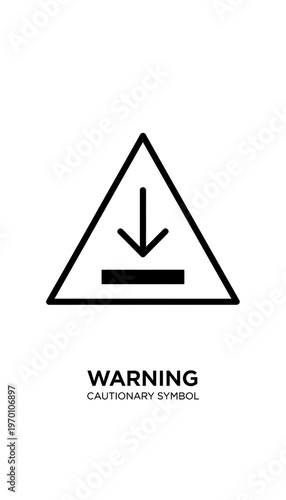 Free Download A warning sign with a cautionary symbol and downward arrow indicates hazard - GFXLoad