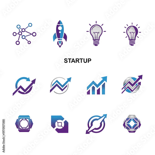 Startup Business Growth and Innovation Icons Collection.