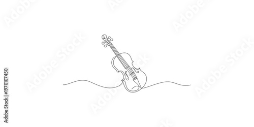 A minimalist line drawing of a violin with a continuous line music instrument string art