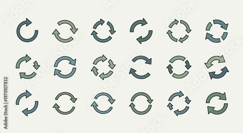Refresh and Cycle Arrow Icons Set Vector Illustration