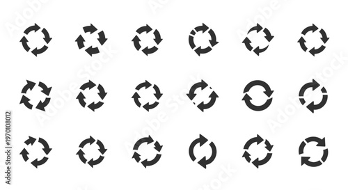 Refresh Reload Recycle Arrow Icons Set - Digital Update and Cycle Symbols Collection