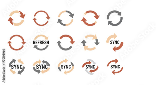 Refresh Sync Icons Set Circular Arrows Reload Update