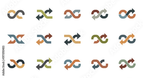 Shuffle and Loop Arrow Icons Set for Random Playback or Interchange Concepts