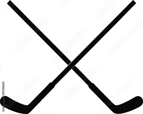 Canvas Print Crossed ice hockey sticks black silhouette vector illustration