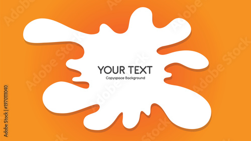 Copy space background highlights a white blob with text on a vibrant orange canvas. Perfect for branding, marketing, social media posts, and presentations.