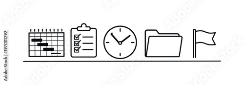 Project management workflow and task coordination for delivering results on time and maintaining structured team processes, gantt chart, checklist