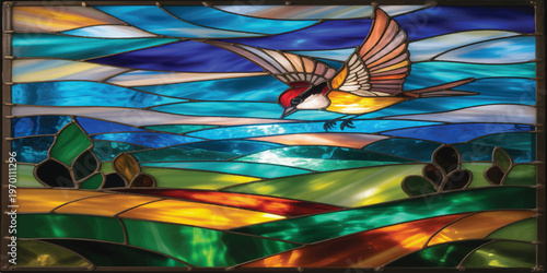 Butterfly resting on window at night surrounded by nature