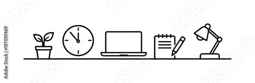 Workplace focus zones and distraction-free environment for improving concentration and deep work in professional settings, desk, laptop, no symbol