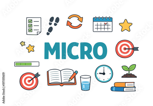 Micro habits and small daily actions concept focused on building consistency through tiny repeatable behaviors that lead to long term improvement and