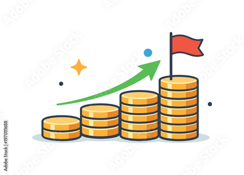Financial independence mindset and long-term wealth building through disciplined habits and smart decisions, a growing stack of coins combined with a