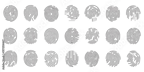 Collection of diverse fingerprint and circular line patterns for digital security