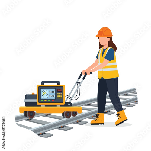 Railway inspection technician uses advanced equipment to assess track condition