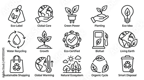 Environment related line icon set. Ecology and nature linear icons. Eco friendly outline vector sign collection.