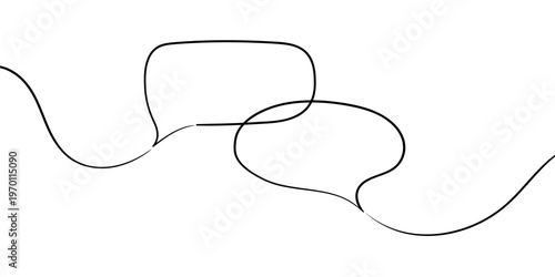 Continuous Line Speech Bubbles. Communication and Dialogue Minimalist Line Art Illustration. Vector illustration