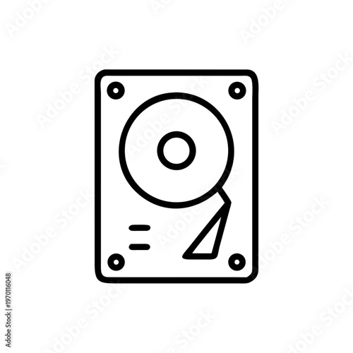 A minimalist vector graphic illustration of a hard drive icon