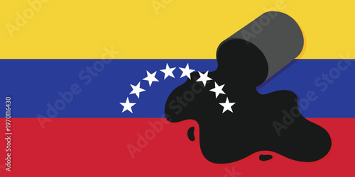 Venezuelan flag and petroleum background. Crude oil reserves