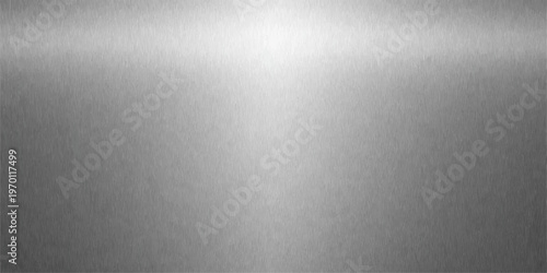 A shiny silver brushed metal texture background featuring a seamless stainless steel plate pattern with a dark gray metallic surface material