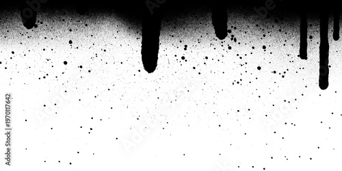 Quadro su tela A black and white texture featuring paint drips descending from a dark upper edg