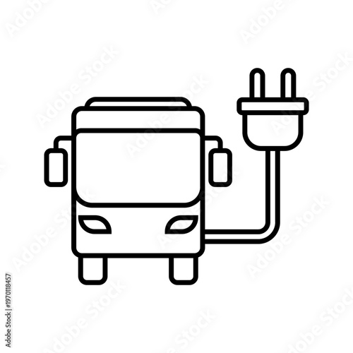 Electric Bus Charging Station Icon – EV Public Transport Plug Symbol, Clean Energy Vector