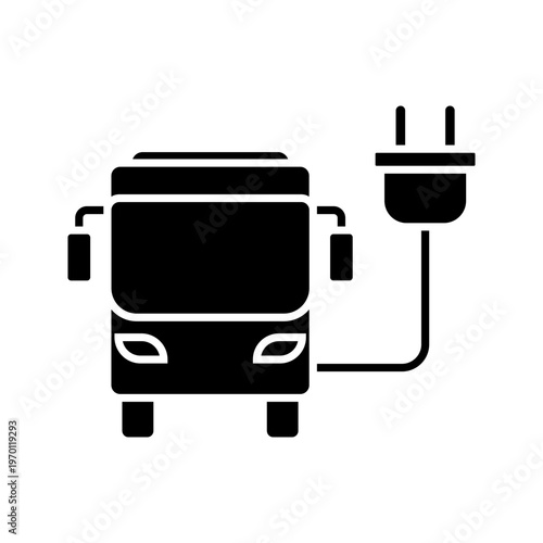Electric Bus Charging Station Icon – EV Public Transport Plug Symbol, Clean Energy Vector