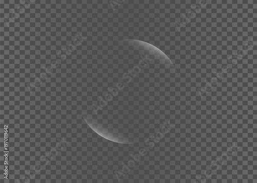 Transparent circular light glare effect with vignette on dark background