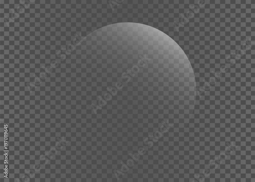 Transparent semi-circle with gradient light and vignette on gray background