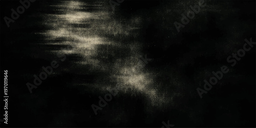 A dark storm of black and white abstract smoke swirls against a deep blue night sky texture with misty cloud motion and a faint celestial light backdrop