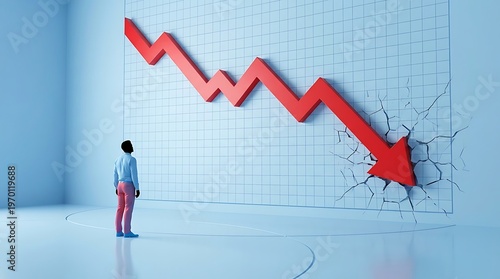 Investor analyzing a sharp decline in stock market performance