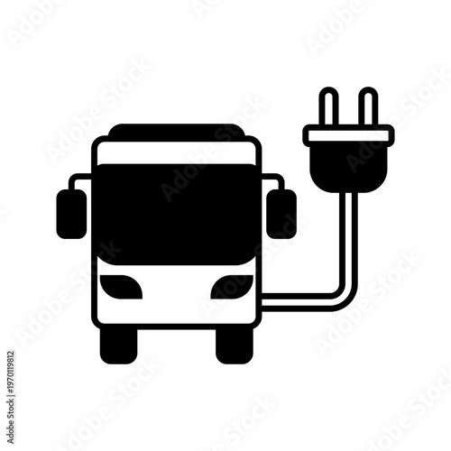 Electric Bus Charging Station Icon – EV Public Transport Plug Symbol, Clean Energy Vector